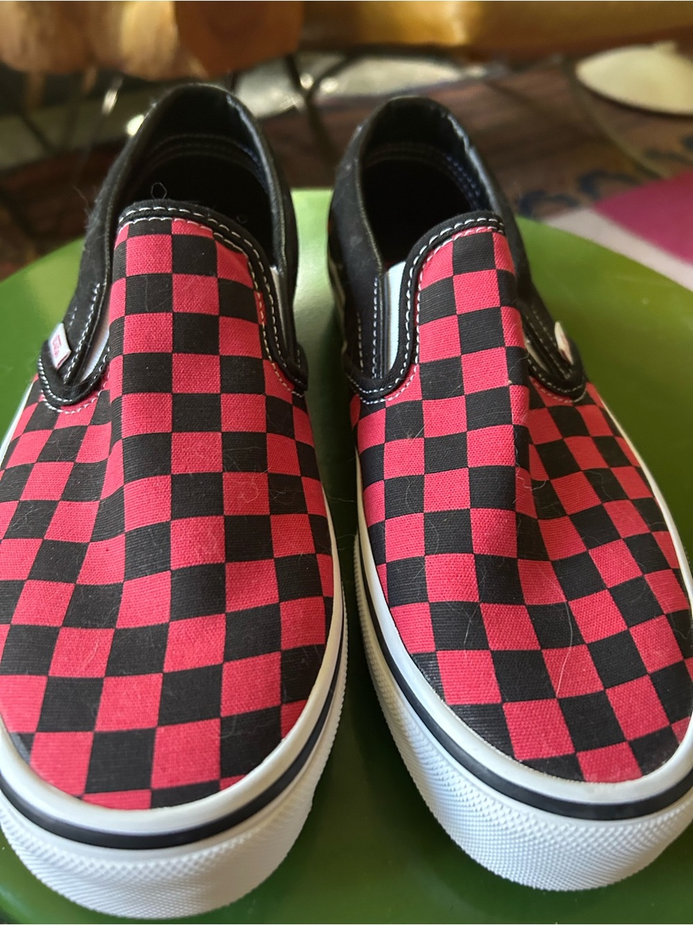 Vans Checkerboard Slip-On Sneakers - Red & Black - Picture 2 of 5